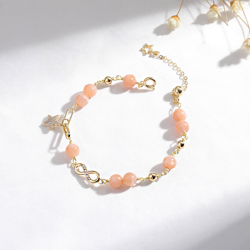 Sunstone Crystal Mobius Hand Bracelet