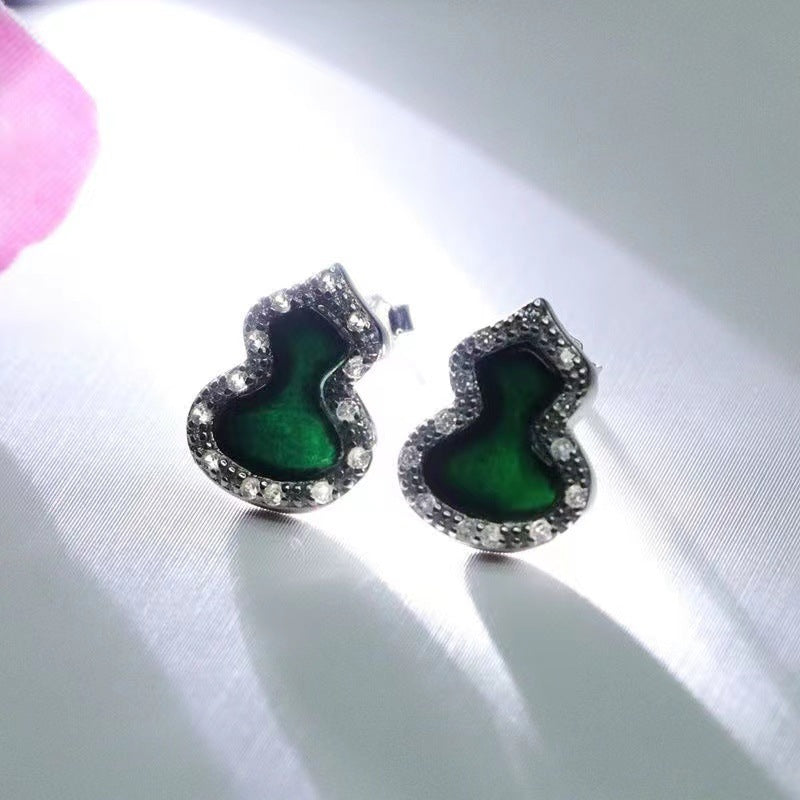 Jade Gourd Sterling Silver Earrings from Planderful Collection