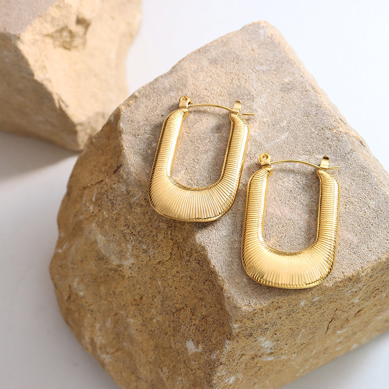 Exaggerated Metallic Earrings with Gold Plating and Hip-hop Flair