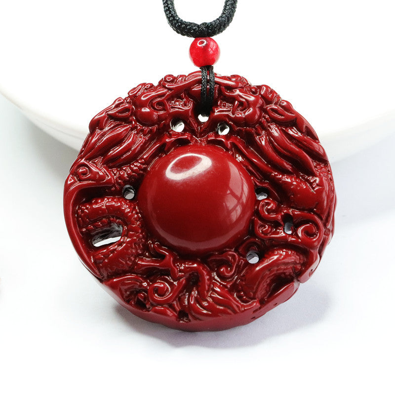 Cinnabar Pendant Double Dragon Brand Pendant Jewelry