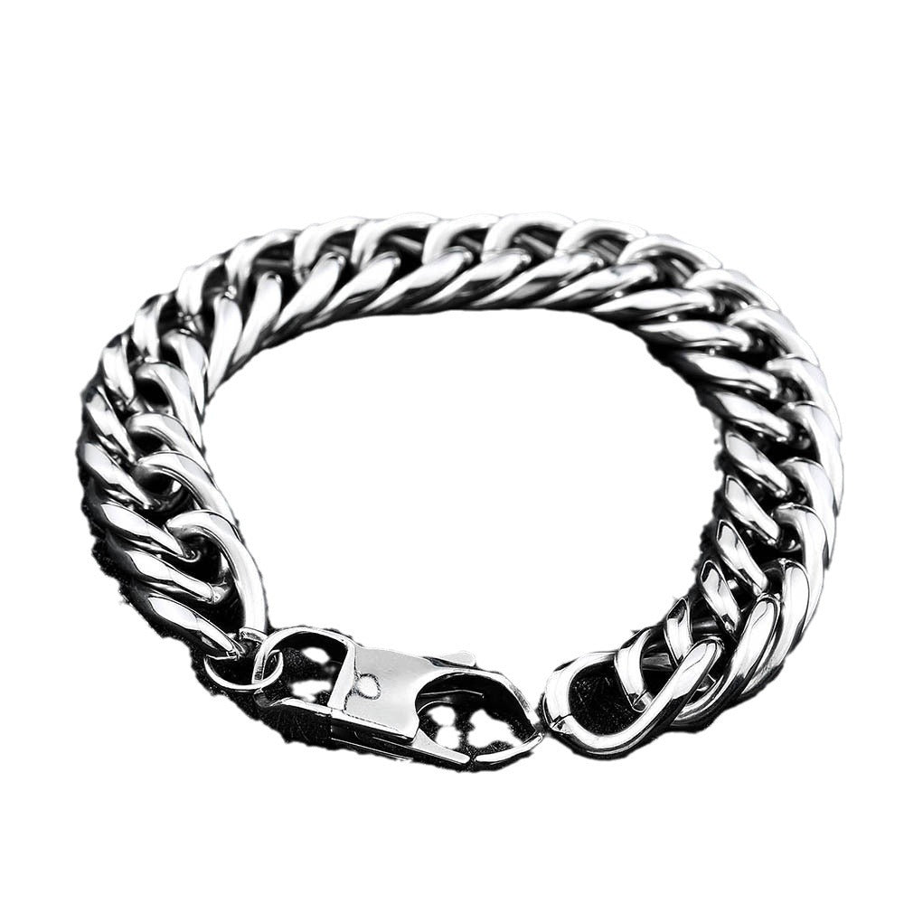 Korean Hipster Titanium Steel Men's Snake Bone Bracelet – Stylish Flat Design for Modern Men