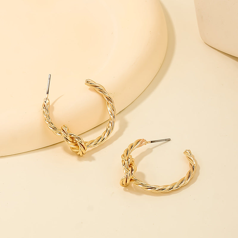 Creative Knot C-Shaped Stud Earrings - Vienna Verve Collection