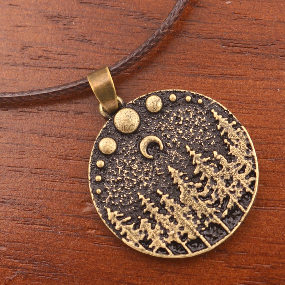 Moonlit Night PineTreeChamm Necklace - Norse Legacy Collection - Wholesale Jewelry for Men and Women