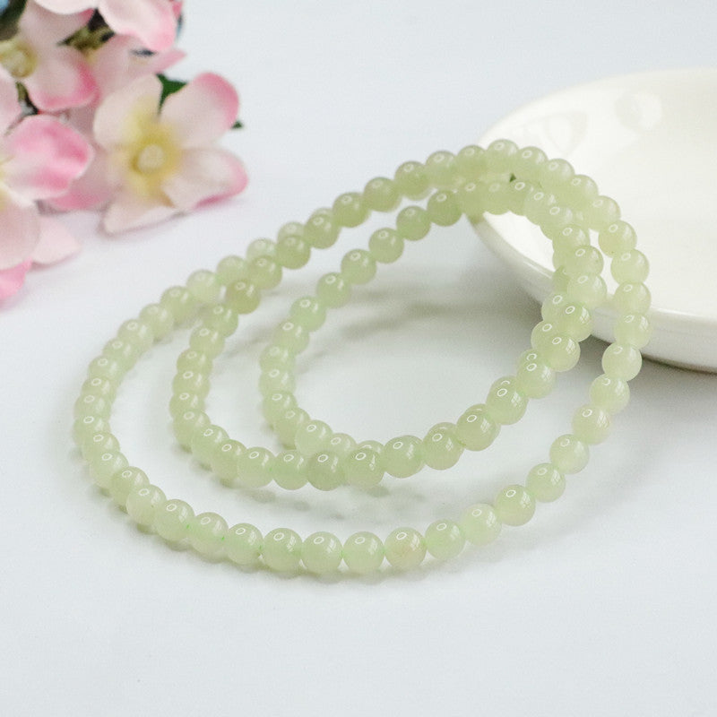 Natural Hetian Jade 108 Buddha Beads Necklace, Beads Jewelry