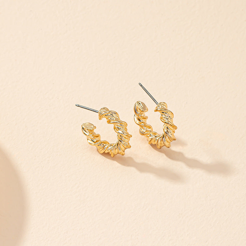 French-Inspired C-Shaped Textured Earrings in Vienna Verve Collection