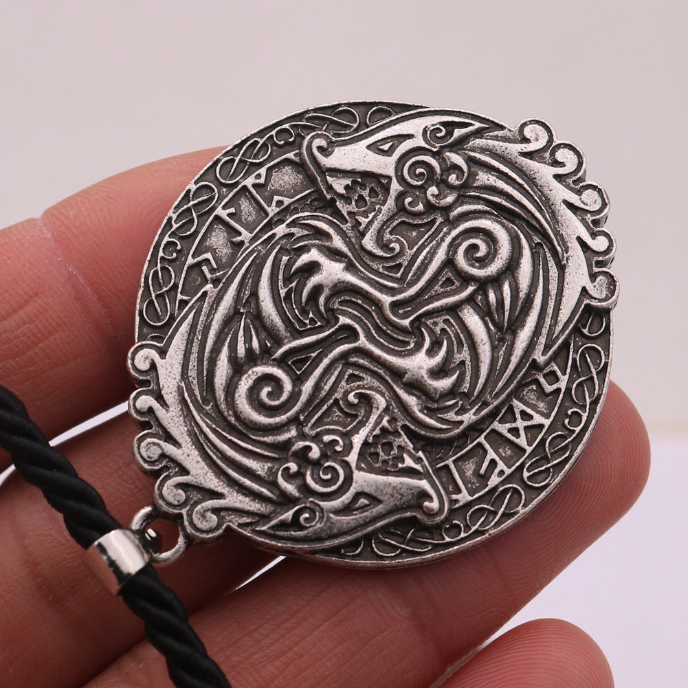 Nordic Legacy Viking Necklace with Metal Bibcock Pendant