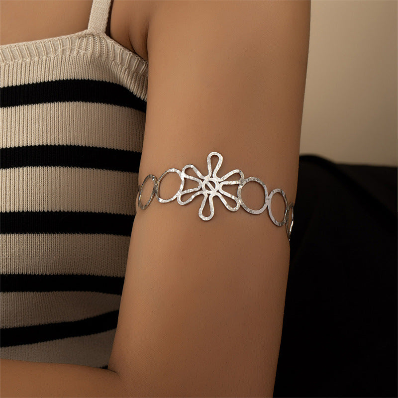 European and American Metal Hollow Flower Geometric Armbands - Premium Adjustable Bracelets