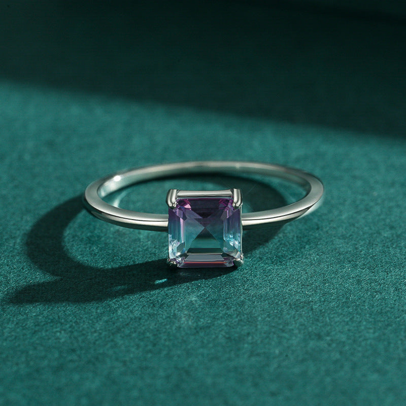 Watermelon Tourmaline Inspired Sterling Silver Ring for Everyday Elegance