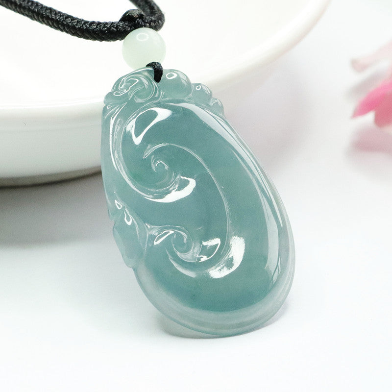 Fortune's Favor Sterling Silver Ruyi Jade Pendant