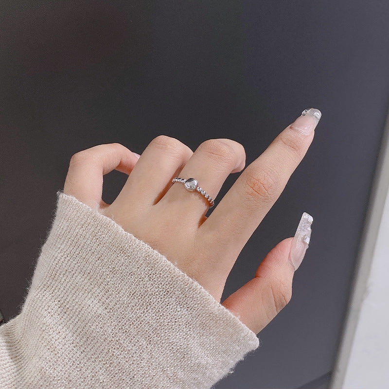 Round Bead Opening Sterling Silver Ring