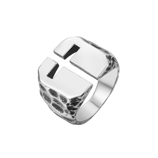 Hollow Latin Cross Open Titanium Steel Ring for Men