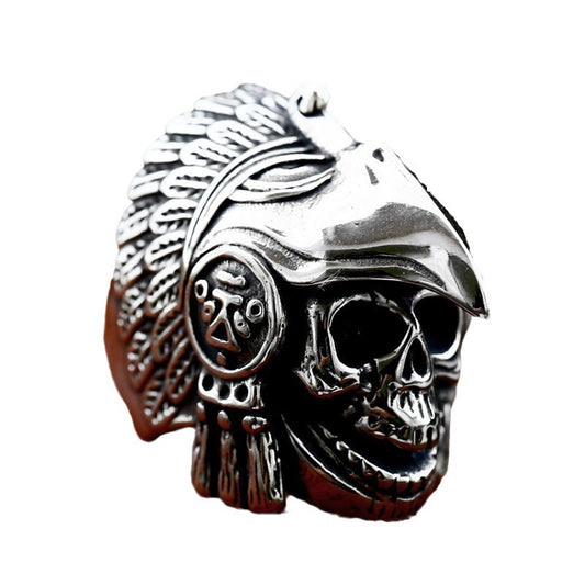 Titanium Steel Retro Indian Eagle Skull Ring for Men - Wholesale Fashion Accessory