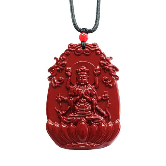 Cinnabar Pendant, Purple Gold Sand, Doumu Guanyin Pendant