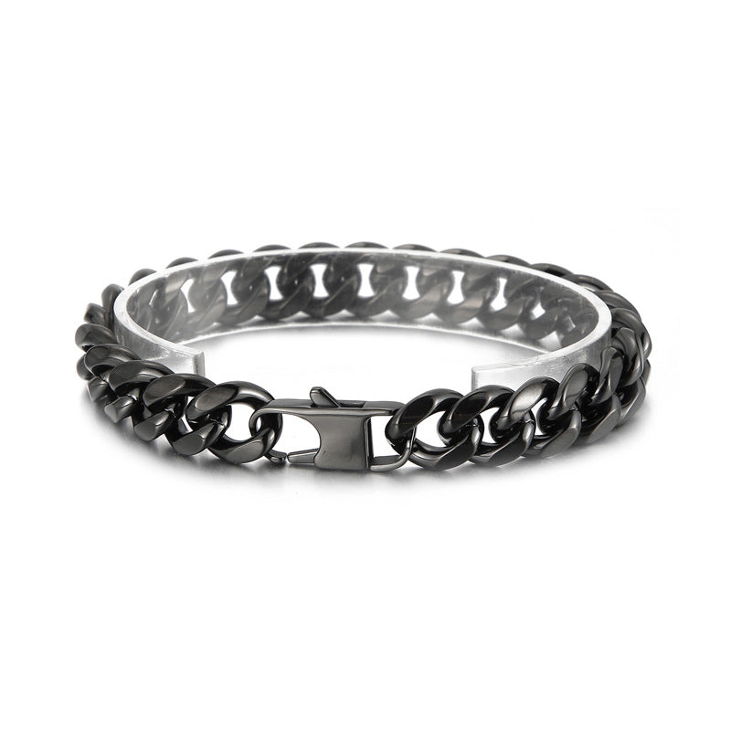 Elegant Multi-Color Double-Sided Polished Titanium Steel Men's Bracelet for Modern Style