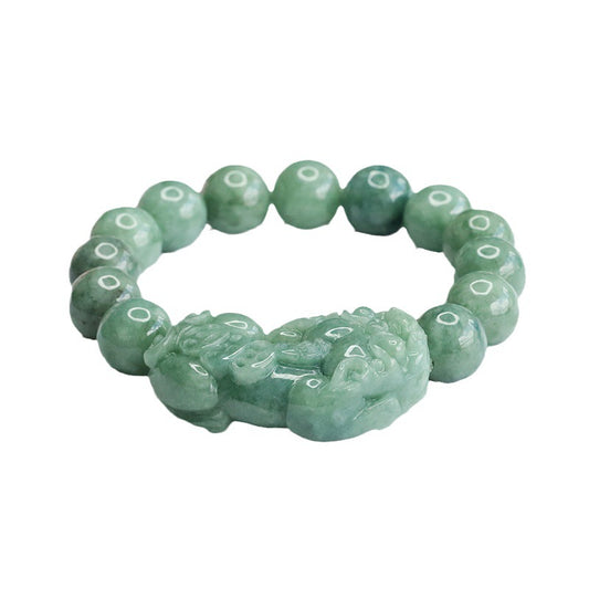 Fortune's Favor Sterling Silver Jade Bracelet with Pixiu Charm