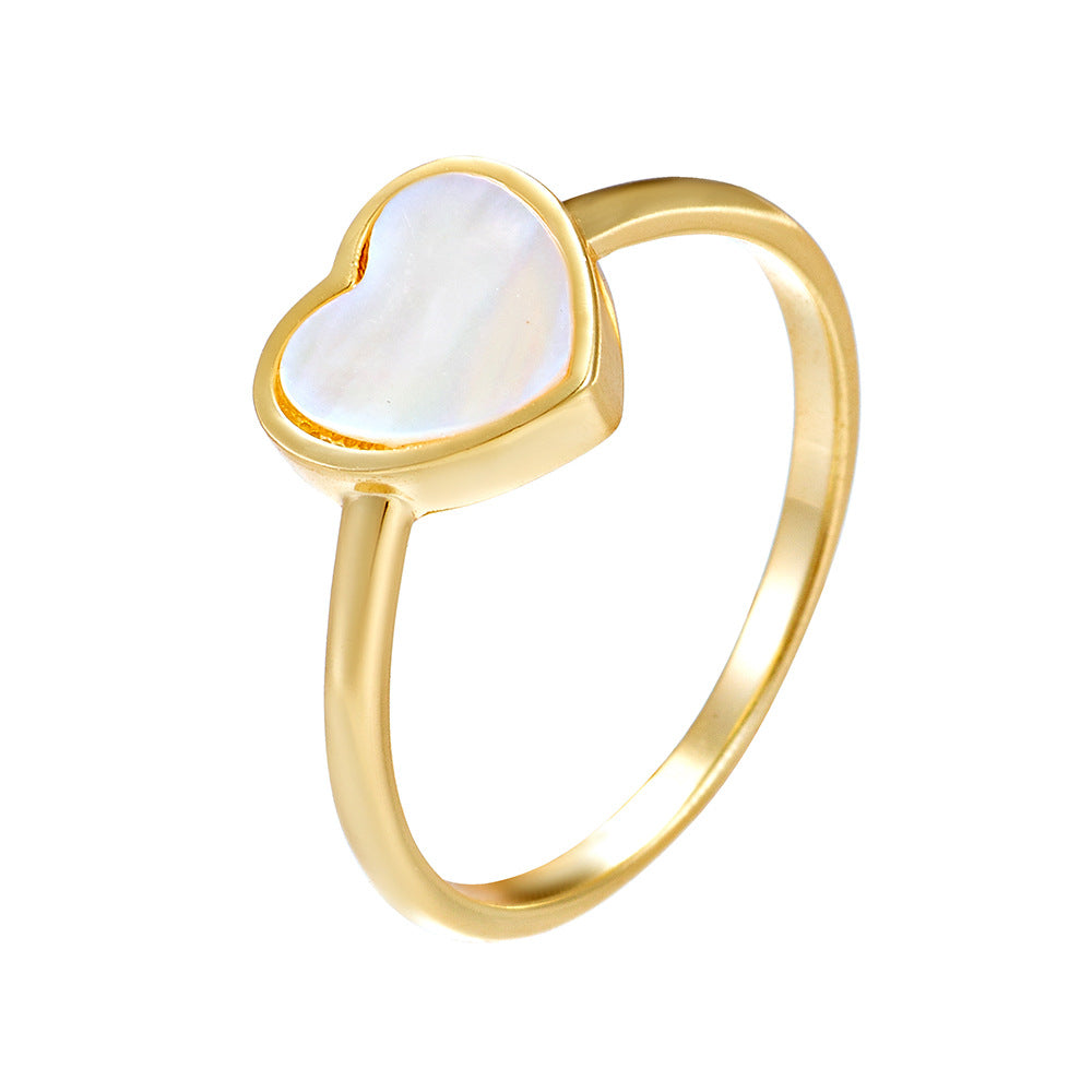 Heart Shape Mother of Pearl Silver Ring