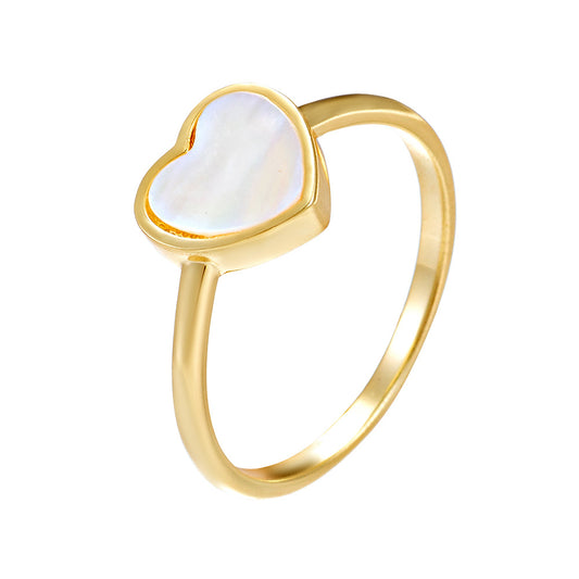 Heart Shape Mother of Pearl Silver Ring