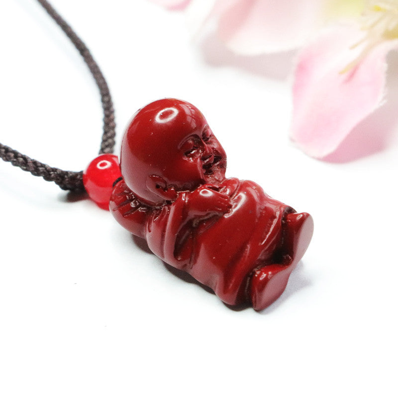 Purple Gold Sand Buddha Lord Pendant with Cinnabar Stone