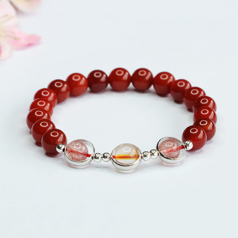 Fortune's Favor Agate and Crystal Sterling Silver Bracelet