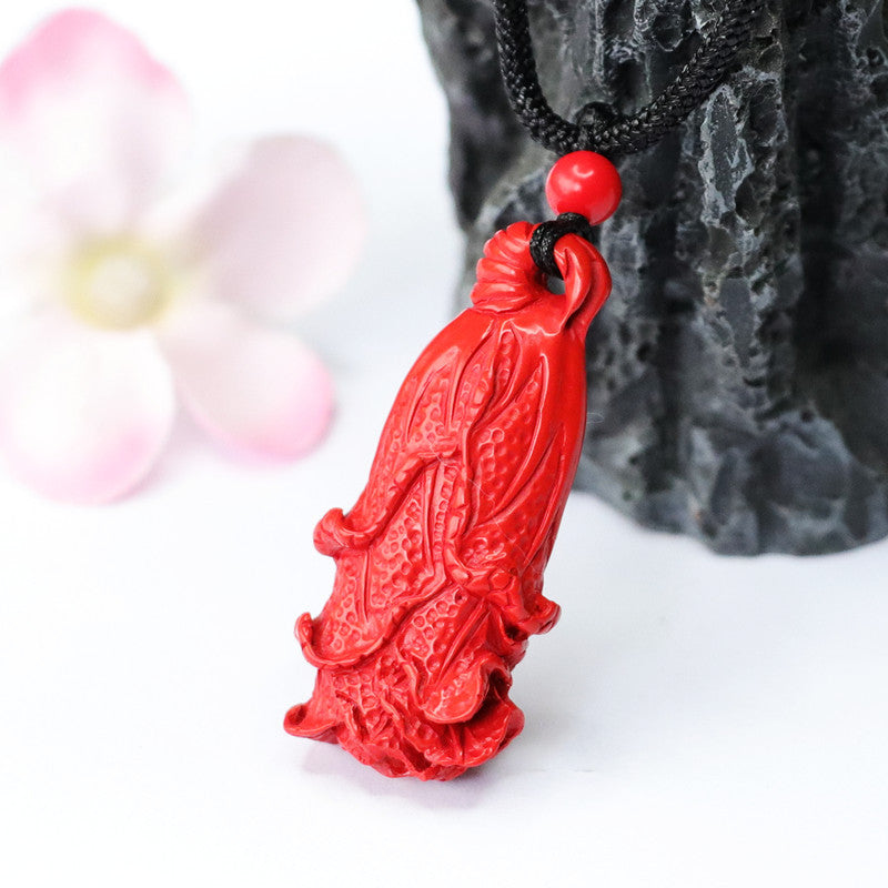 Cinnabar Cabbage Pendant Necklace