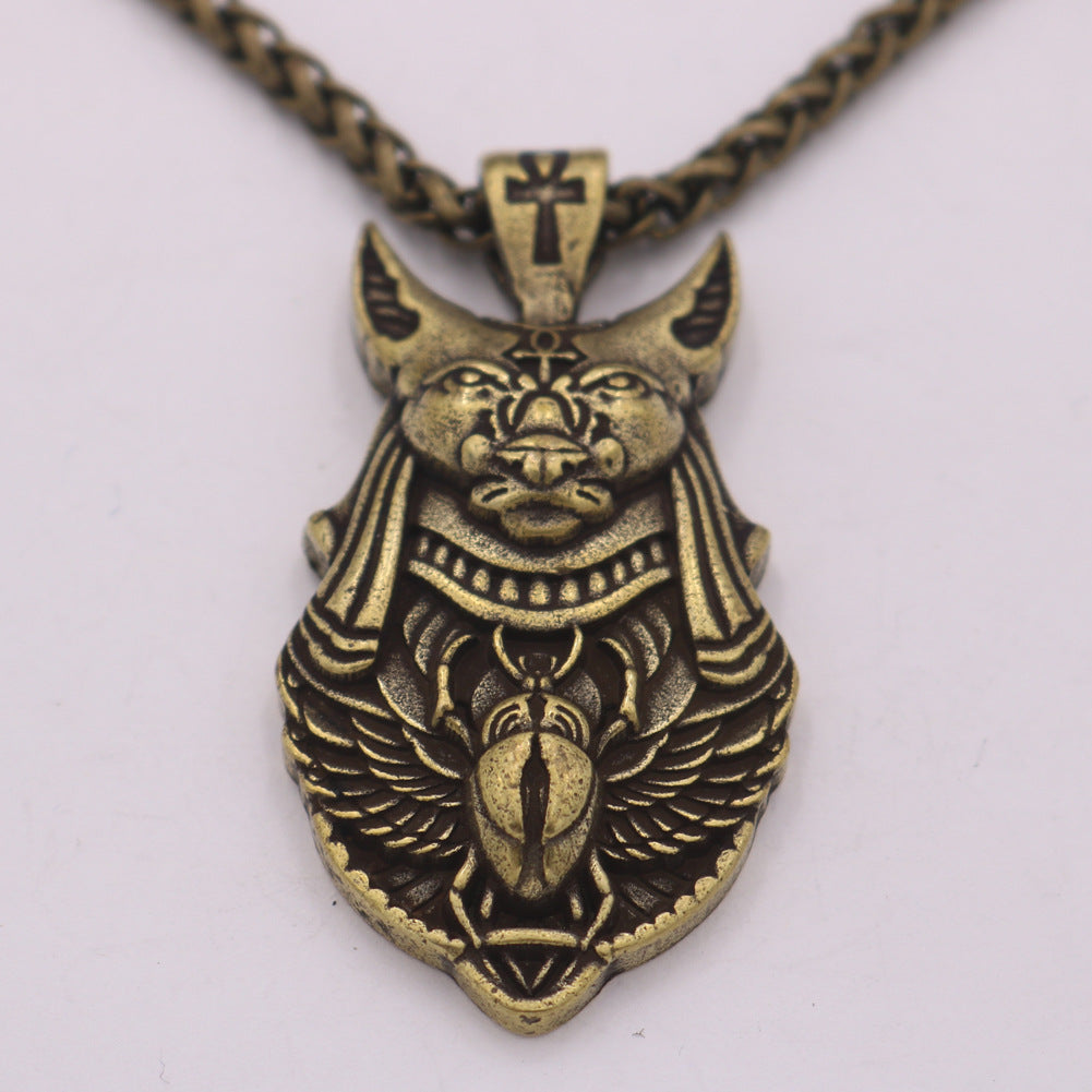 Egyptian Anubis Gold Pendant Necklace - Norse Legacy Collection