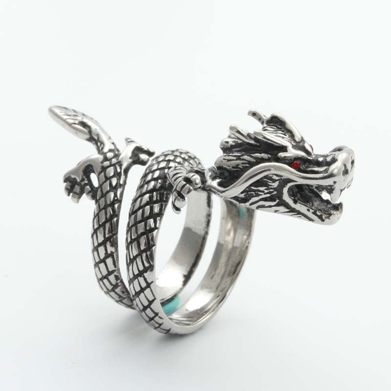 Titanium Steel Dragon Ring for Men - Retro Trendy Animal Accessory Direct from Manufacturer