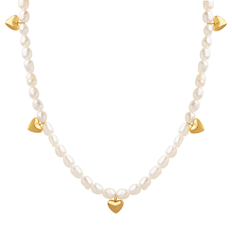 Enchanting Heart Pendant Necklace with Freshwater Pearl - Stylish Fashion Accessory