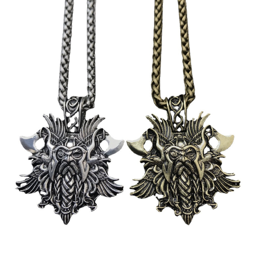 Nordic Warrior Pendant Necklace - Metal Viking Cross Jewelry