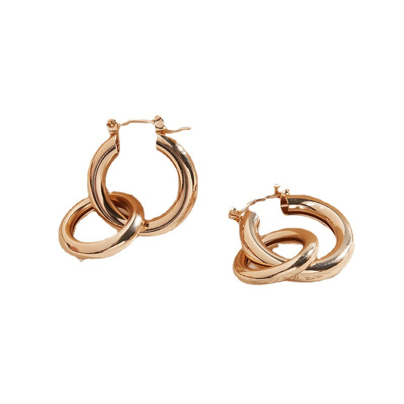 Elegant Ring Style Metal Earrings with High Grade Needle Material for Women's Foreign Trade