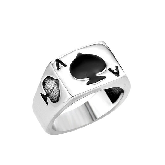 Titanium Steel Spade Ring for Men - Personalized European and American Jewelry, Stainless Steel Casting, Sizes 7-13