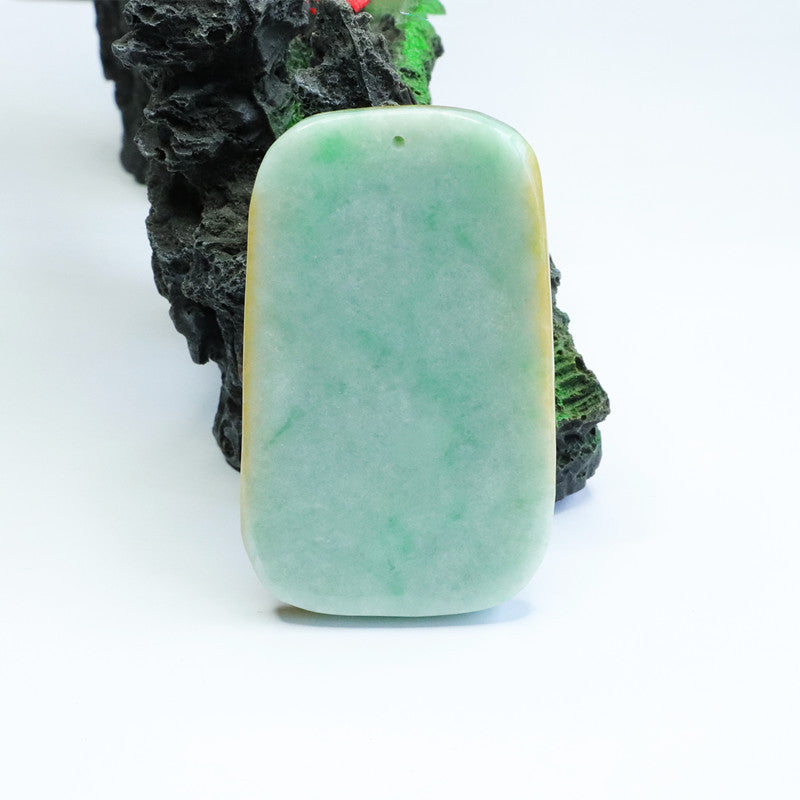 Landscape Jade Pendant Featuring High-Quality Yellow and Green Carving