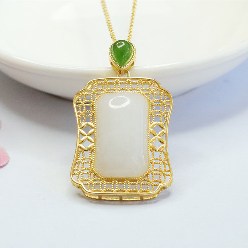 S925 Sterling Silver Hetian Jade Fortune Necklace