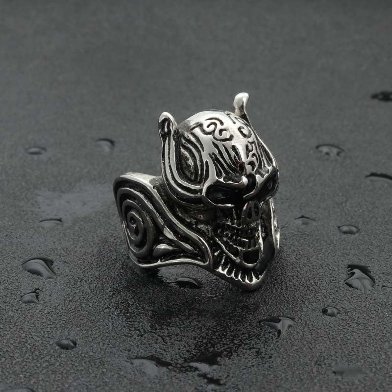 Titanium Steel Punk Skull Throne Ring for Men - Retro Hipster Jewelry Direct from Manufacturer