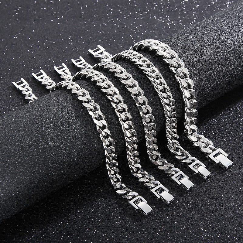 Unisex Retro Stainless Steel Cuban Chain Bracelet for Hip-Hop Style