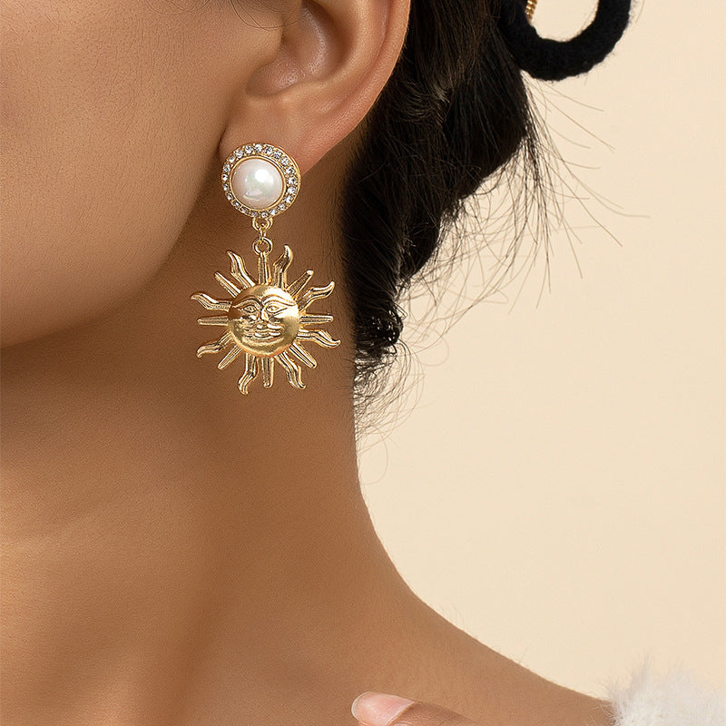 Sunflower Pearl Retro Earrings - Vienna Verve Collection