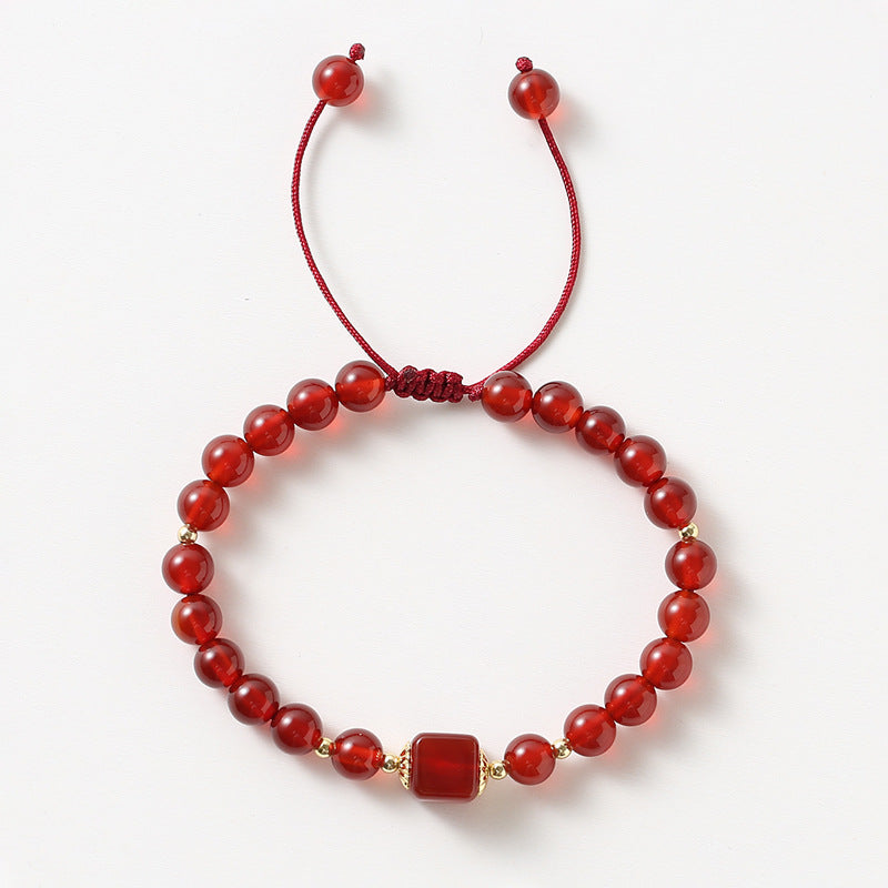 Red Agate Crystal Sterling Silver Bracelet