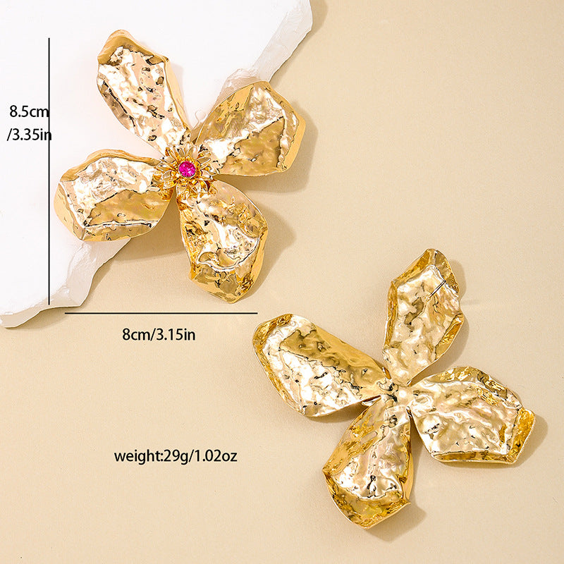 Exaggerated Sweet Design Metal Flower Earrings - Vienna Verve Collection