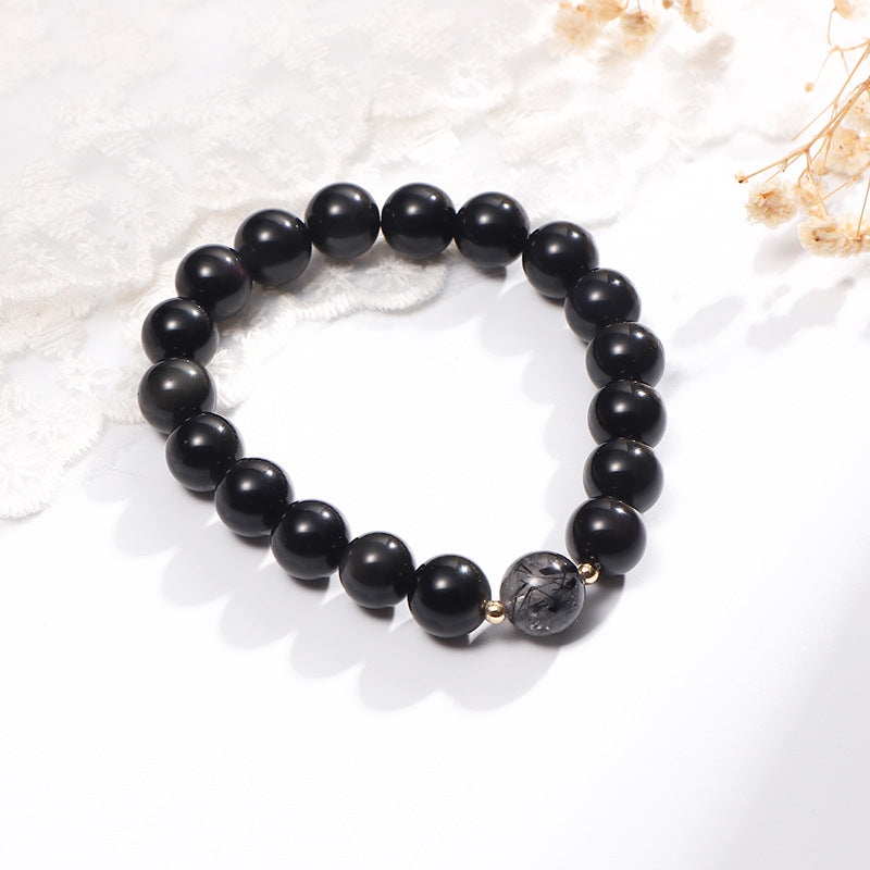 Obsidian Couples Bracelets Set for Men and Women