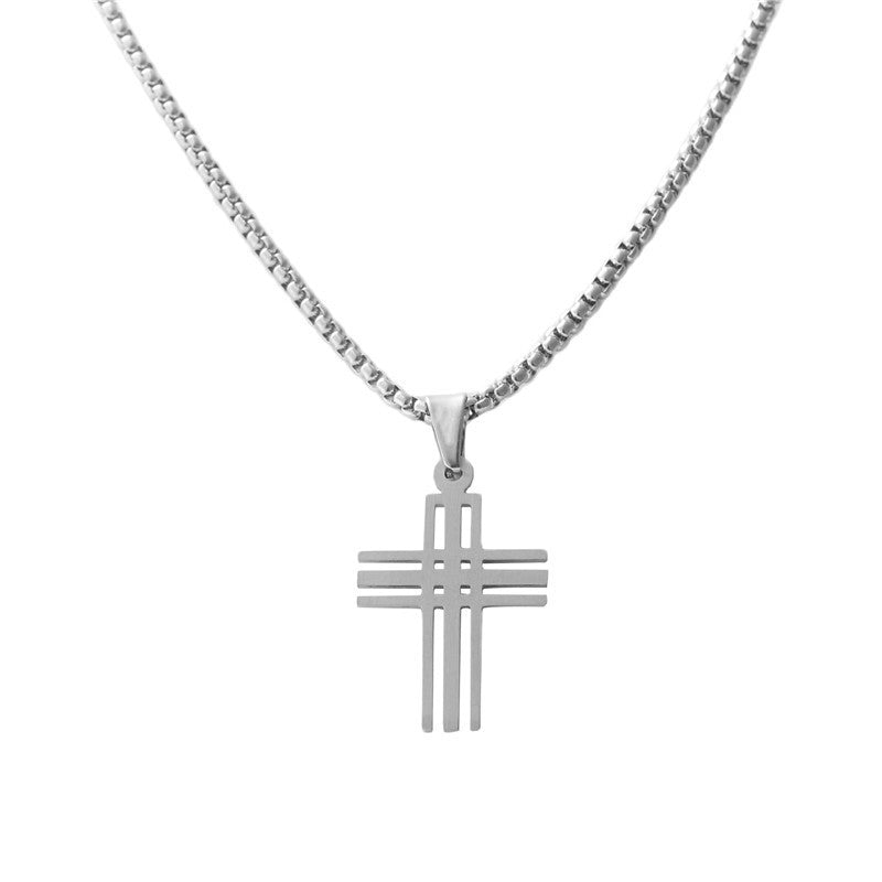 Personalized Retro Titanium Steel Cross Pendant Necklace for Men - Trendy Stainless Steel Design