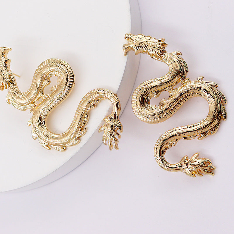 Alloy Dragon Statement Earrings - Vienna Verve Collection