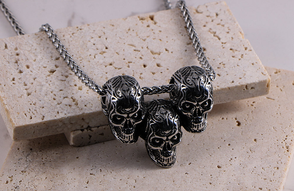 Customized Hip-Hop Skull Pendant Necklace for Men - Retro Dark Devil Jewelry