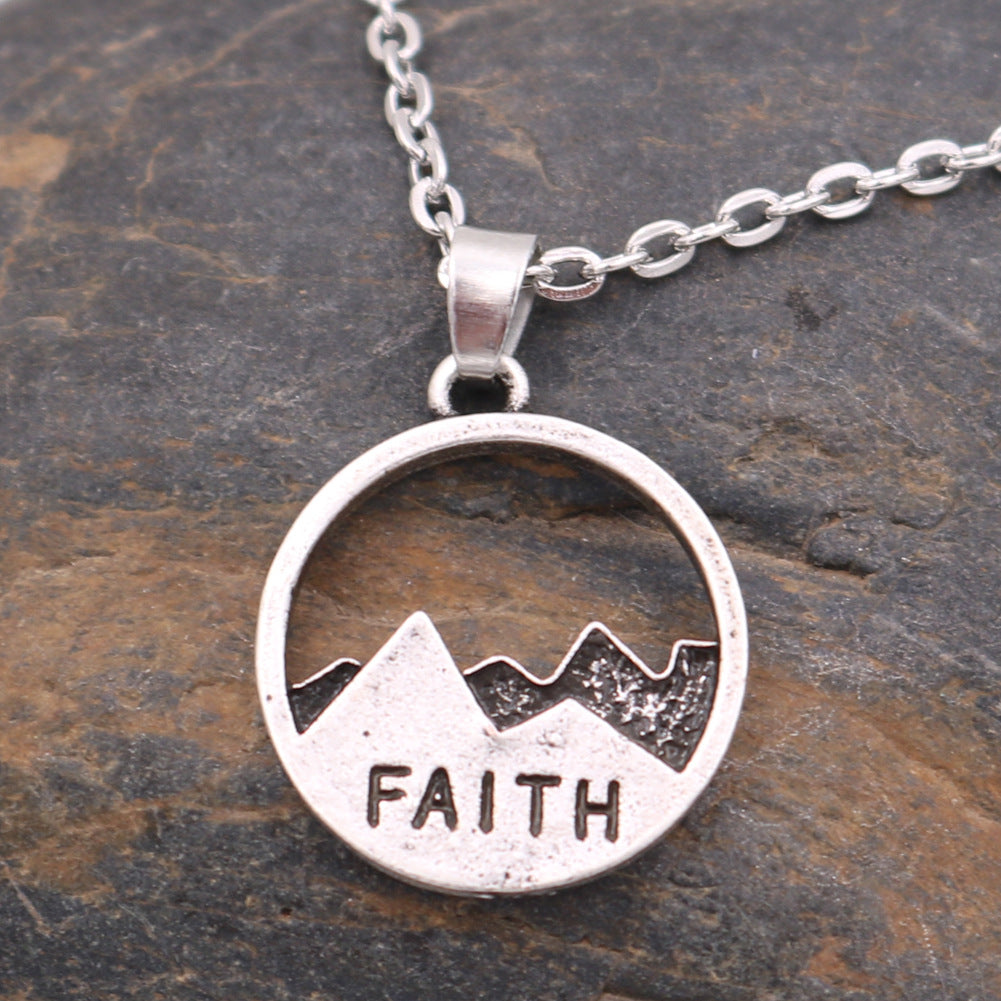 FAITH Metal Pendant Necklace with O-shaped Chain Detail for Men - Wholesale Manufacturer Direct Supply