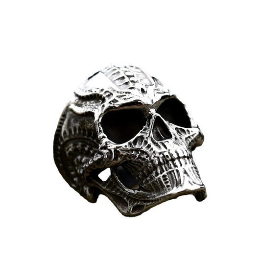 Titanium Steel Punk Skull Ring for Men - Stylish Cross-Border Design in Sizes 7-13