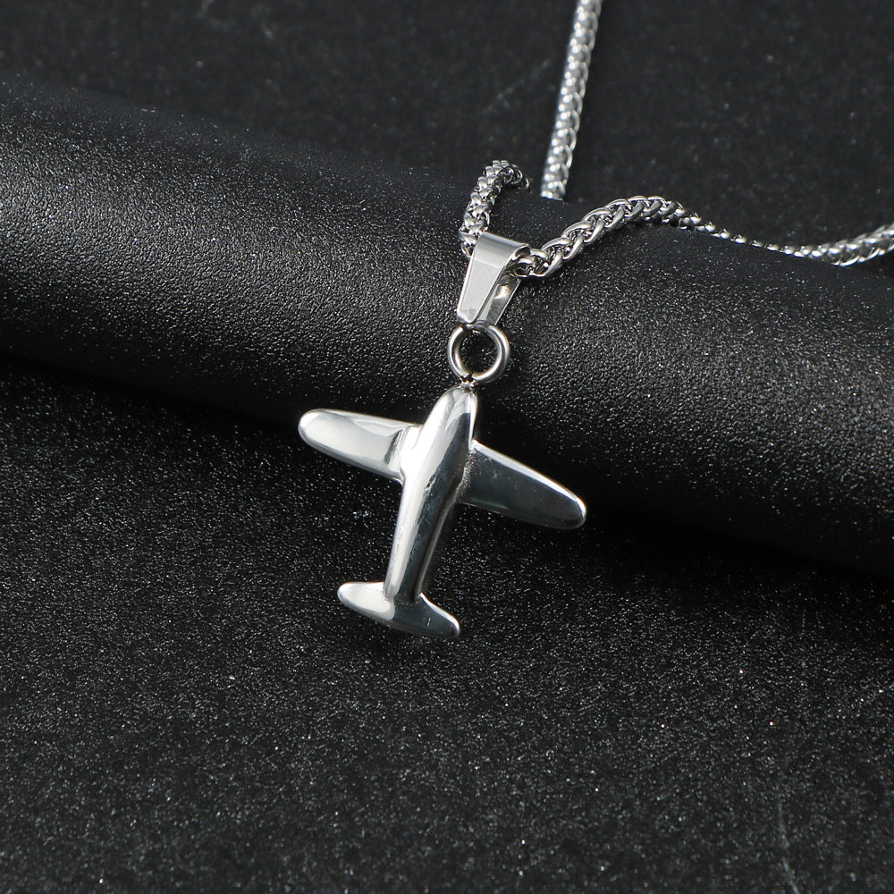 P51 Mustang Fighter Titanium Steel Necklace for Men - Aviation-Inspired Stainless Steel Pendant