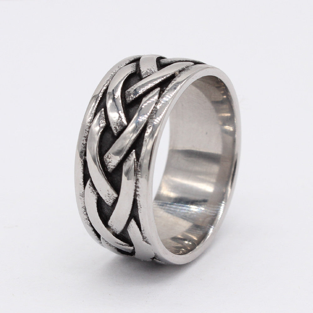 Retro Woven Viking Titanium Steel Ring for Men