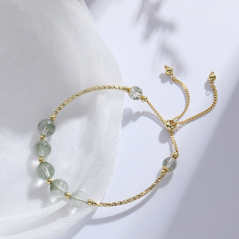 Green Phantom Quartz Treasure Bowl Bracelet for Girlfriend's Birthday