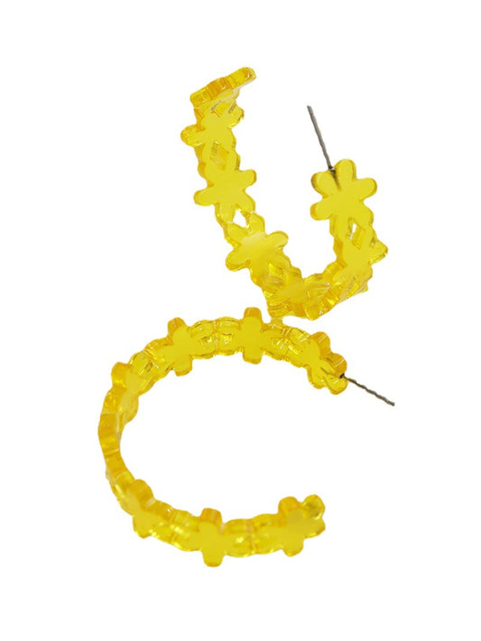 Exaggerated Yellow Acrylic C Flower Earrings - Vienna Verve Collection