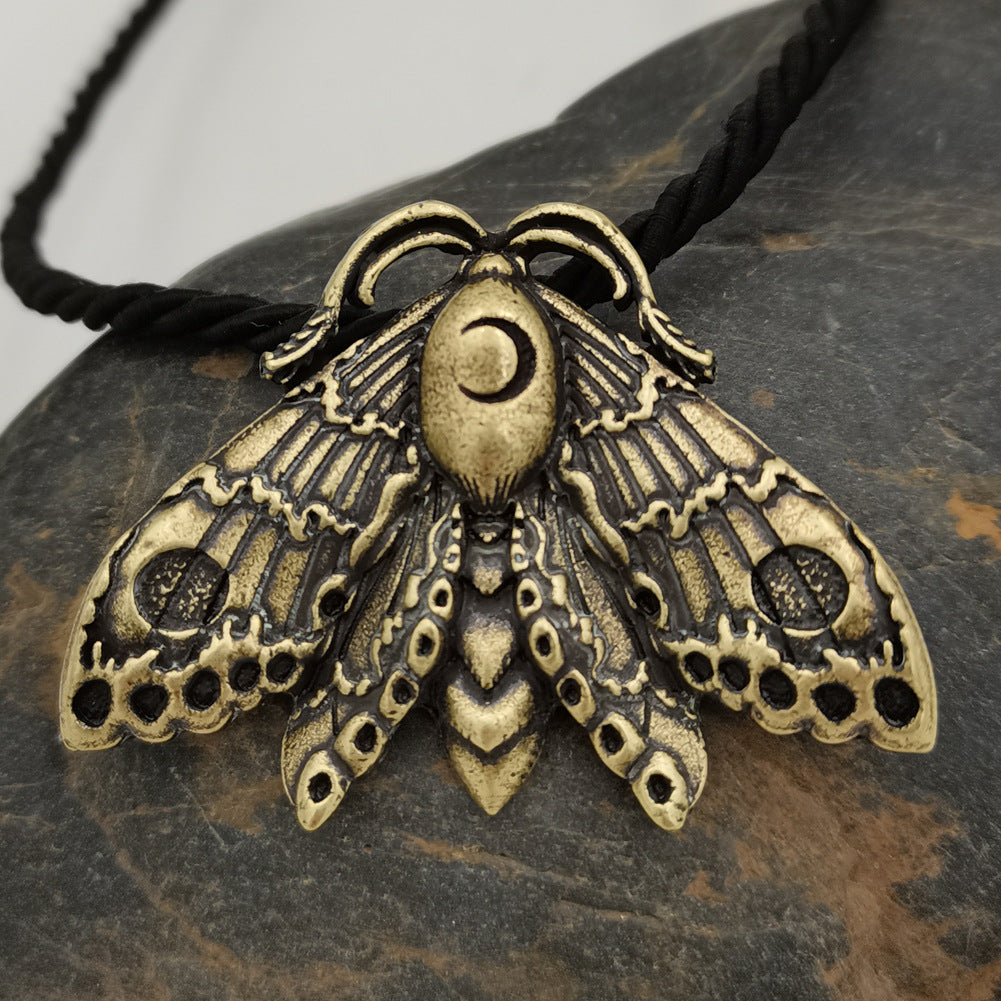 Butterfly Skull Necklace with Moth Moon Totem