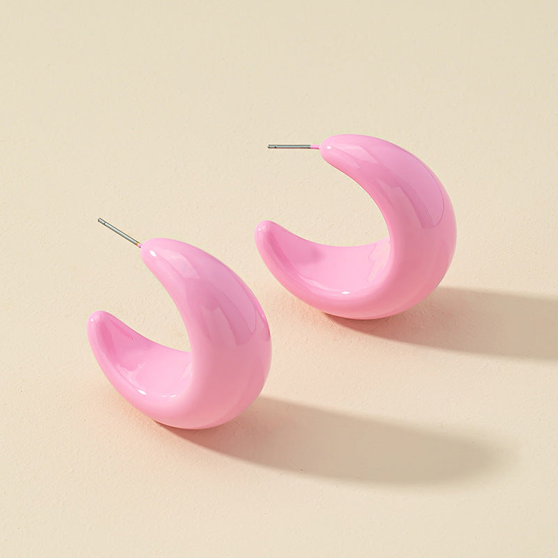 Sweet Texture C-Shaped Earrings with Metal Needles - Vienna Verve Collection