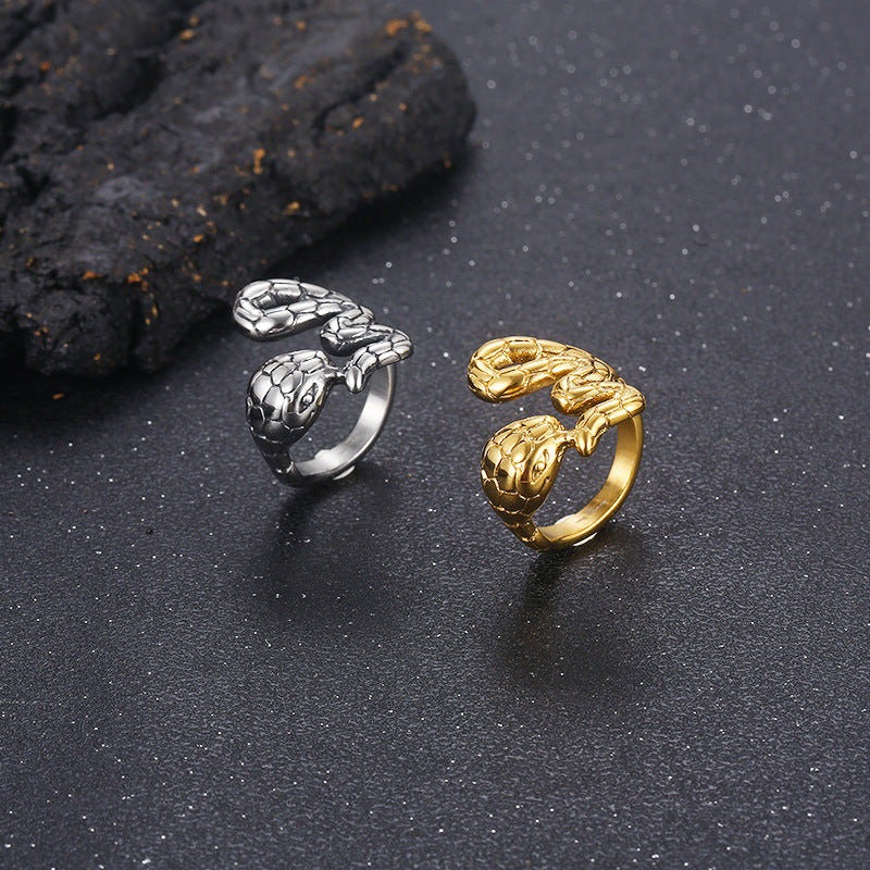 Punk-Inspired Irregular Snake Ring - Korean Retro Stainless Steel for Men